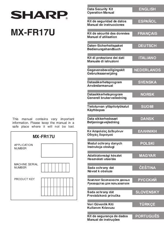 Mode d'emploi SHARP MX-FR17U