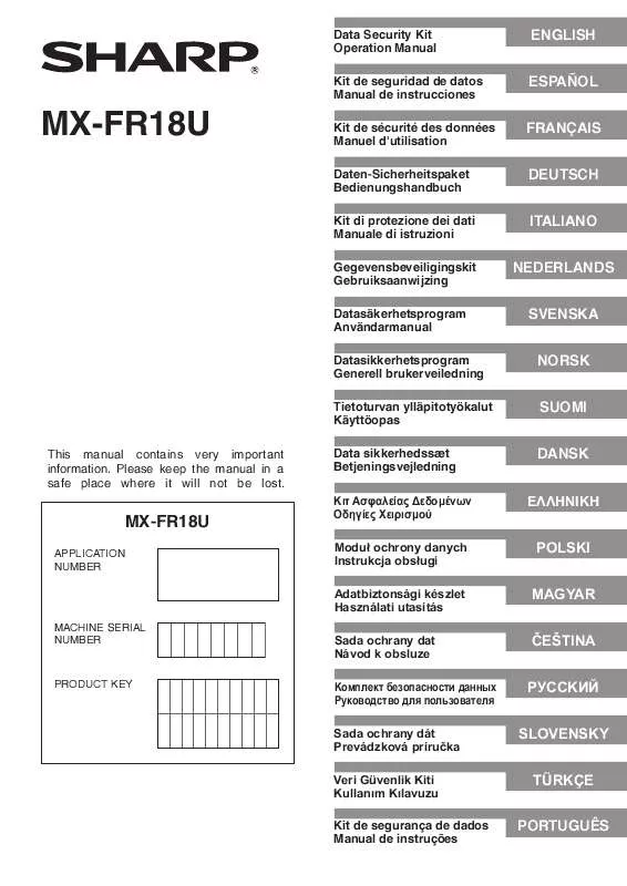 Mode d'emploi SHARP MX-FR18U