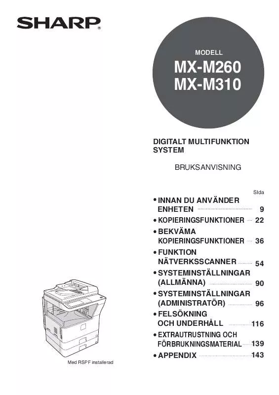 Mode d'emploi SHARP MX-M260