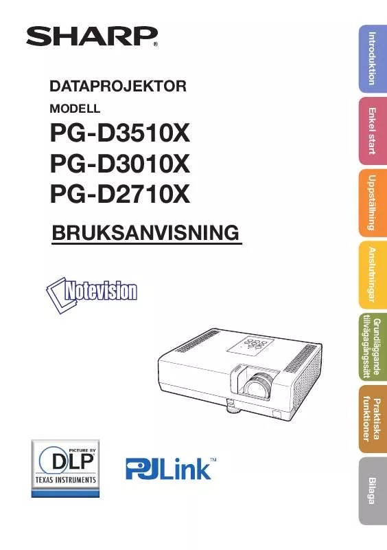 Mode d'emploi SHARP PG-D3010X