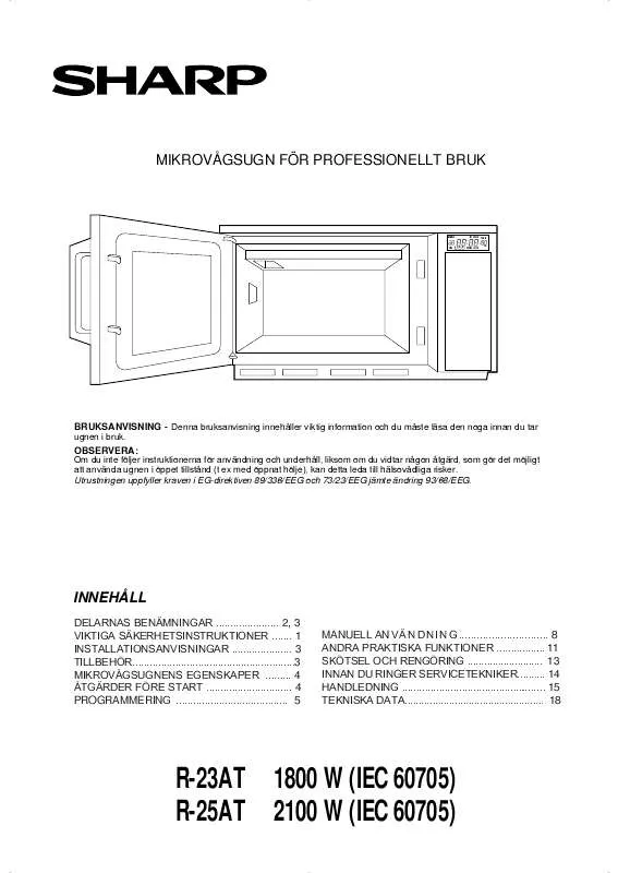 Mode d'emploi SHARP R-25AT