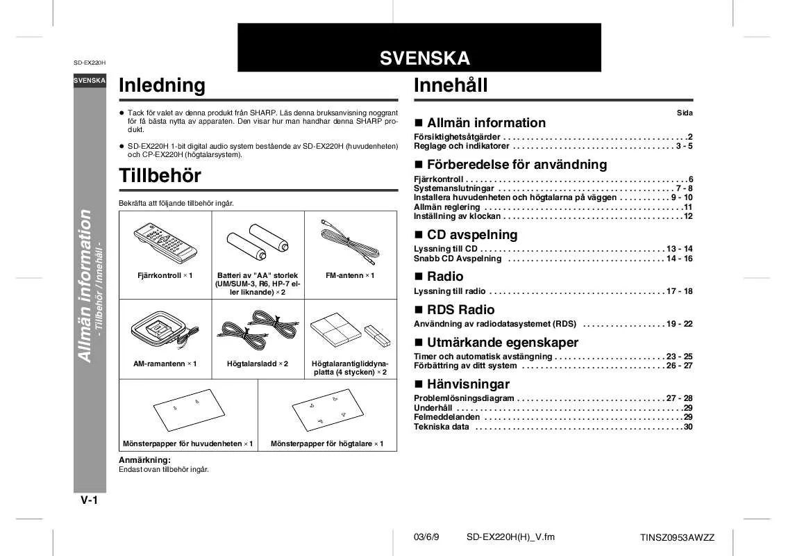 Mode d'emploi SHARP SD-EX220H