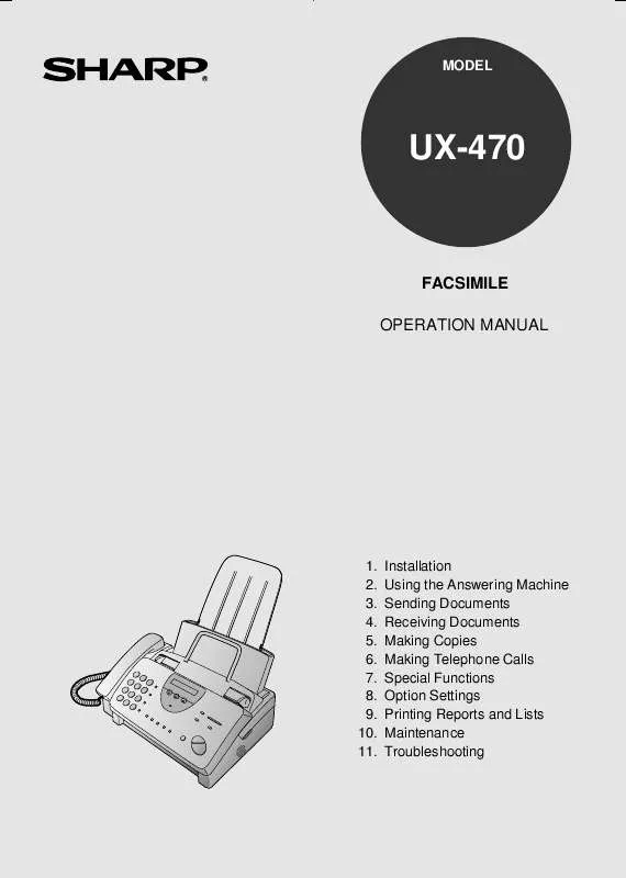 Mode d'emploi SHARP UX-470