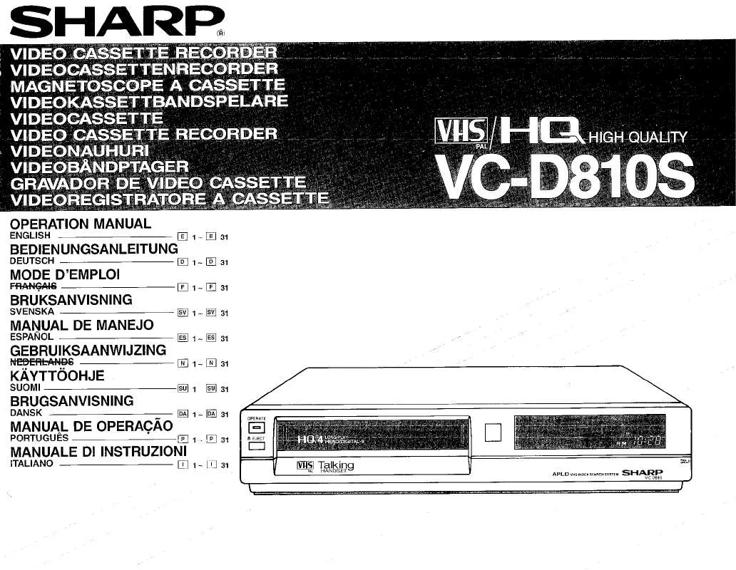 Mode d'emploi SHARP VC-D810S