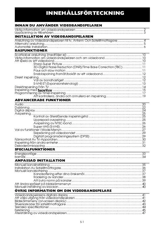 Mode d'emploi SHARP VC-S2000GM