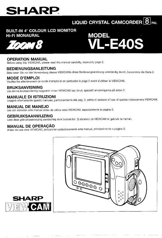 Mode d'emploi SHARP VL-E40S