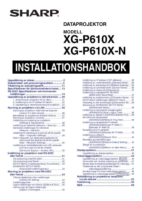 Mode d'emploi SHARP XG-P610X