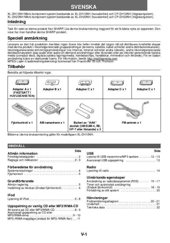 Mode d'emploi SHARP XL-DH10NH