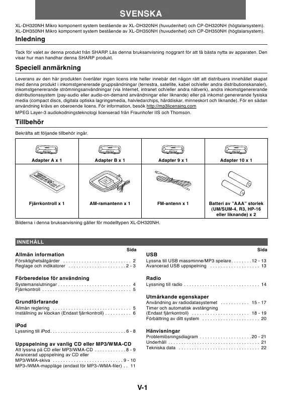 Mode d'emploi SHARP XL-DH320NH