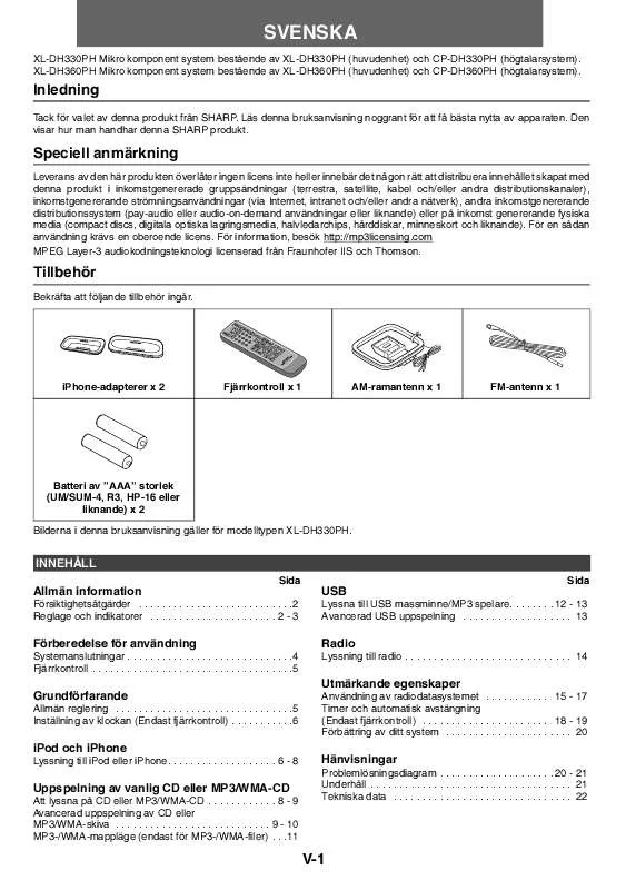 Mode d'emploi SHARP XL-DH330PH