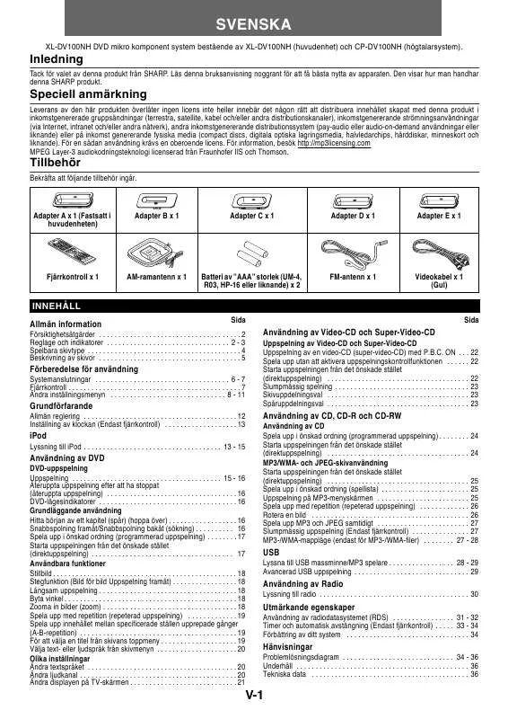 Mode d'emploi SHARP XL-DV100NH