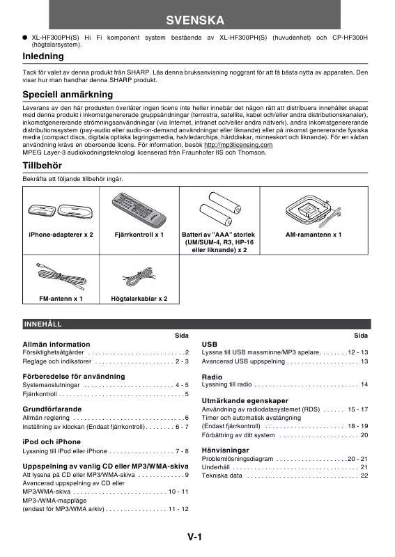 Mode d'emploi SHARP XL-HF300PH