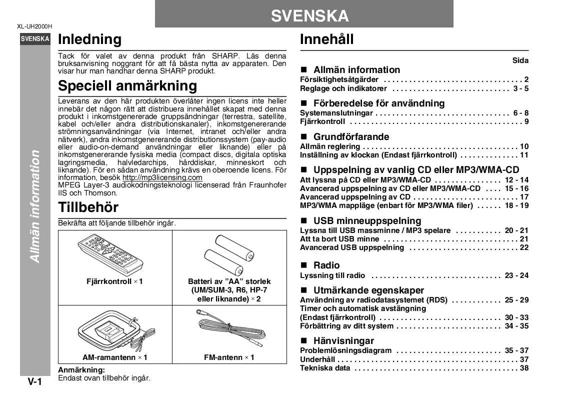 Mode d'emploi SHARP XL-UH2000H