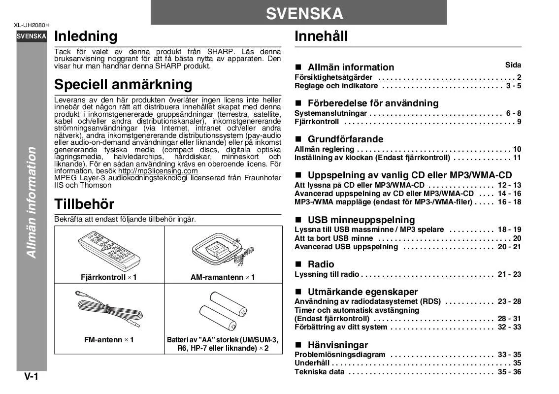 Mode d'emploi SHARP XL-UH2080H