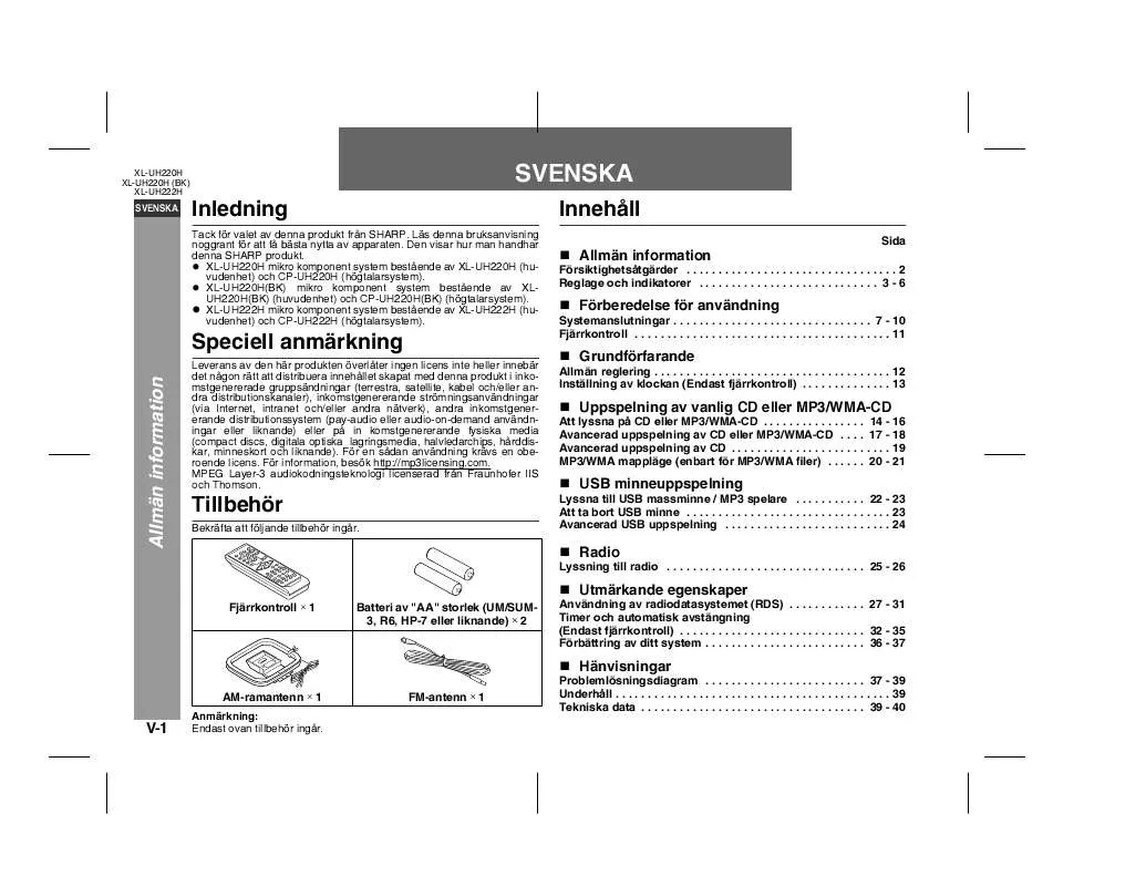 Mode d'emploi SHARP XL-UH222H