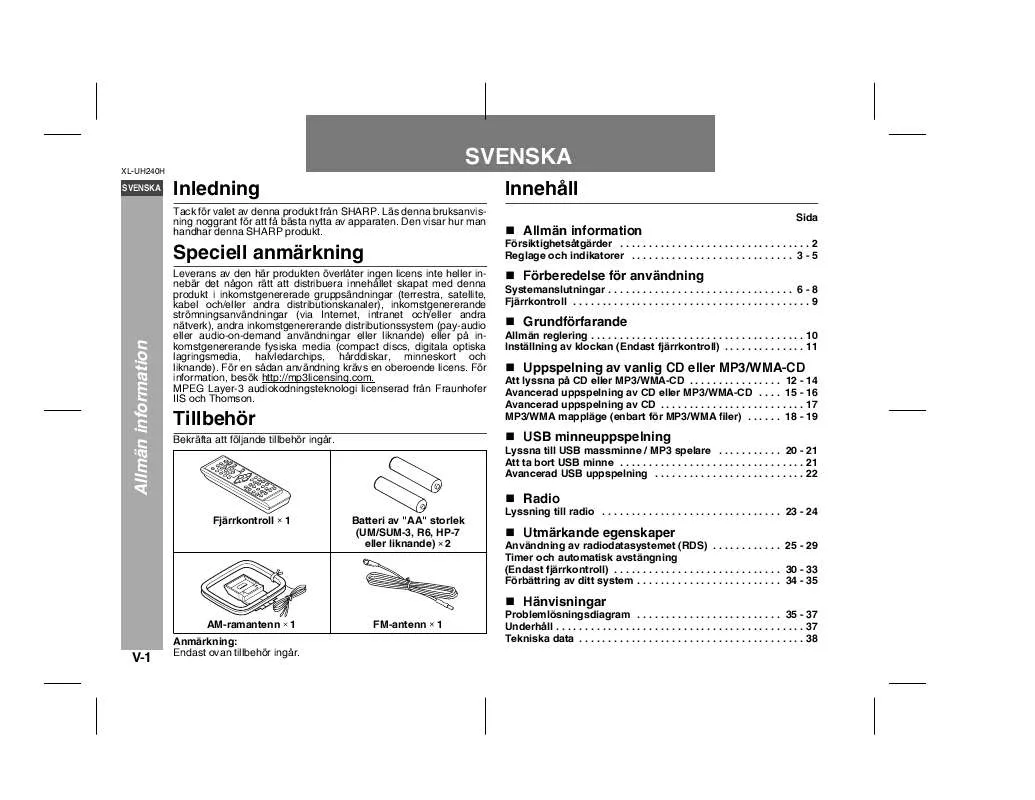 Mode d'emploi SHARP XL-UH240H