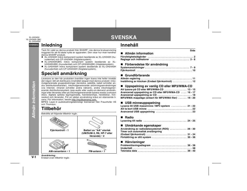 Mode d'emploi SHARP XL-UH2440H