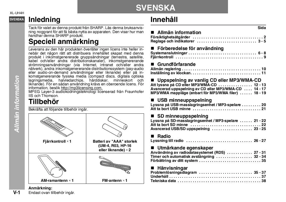 Mode d'emploi SHARP XL-UH4H