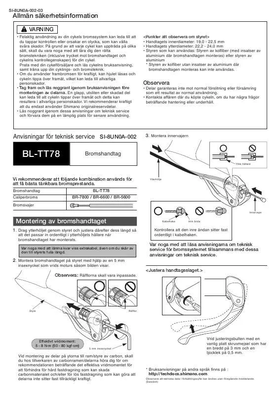 Mode d'emploi SHIMANO BL-TT78