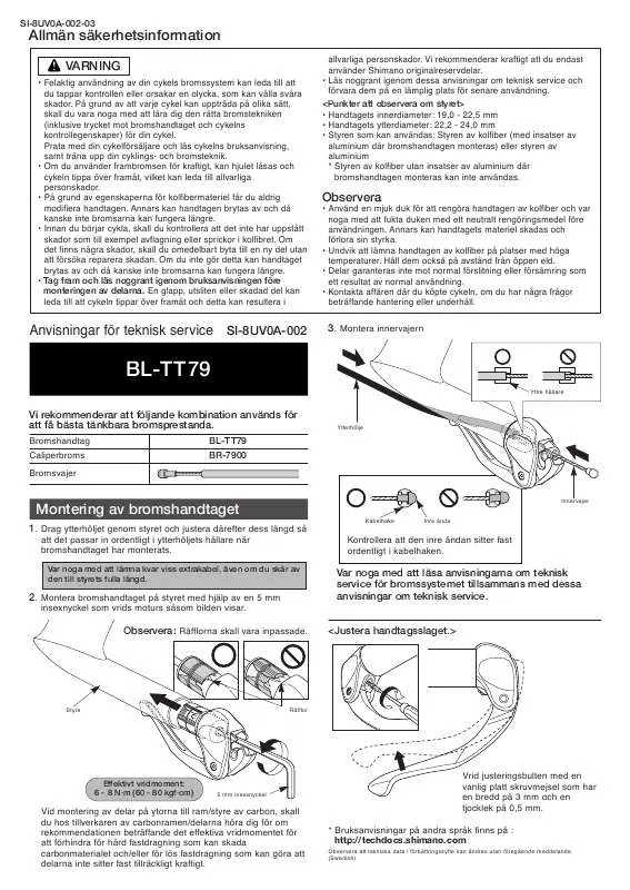 Mode d'emploi SHIMANO BL-TT79