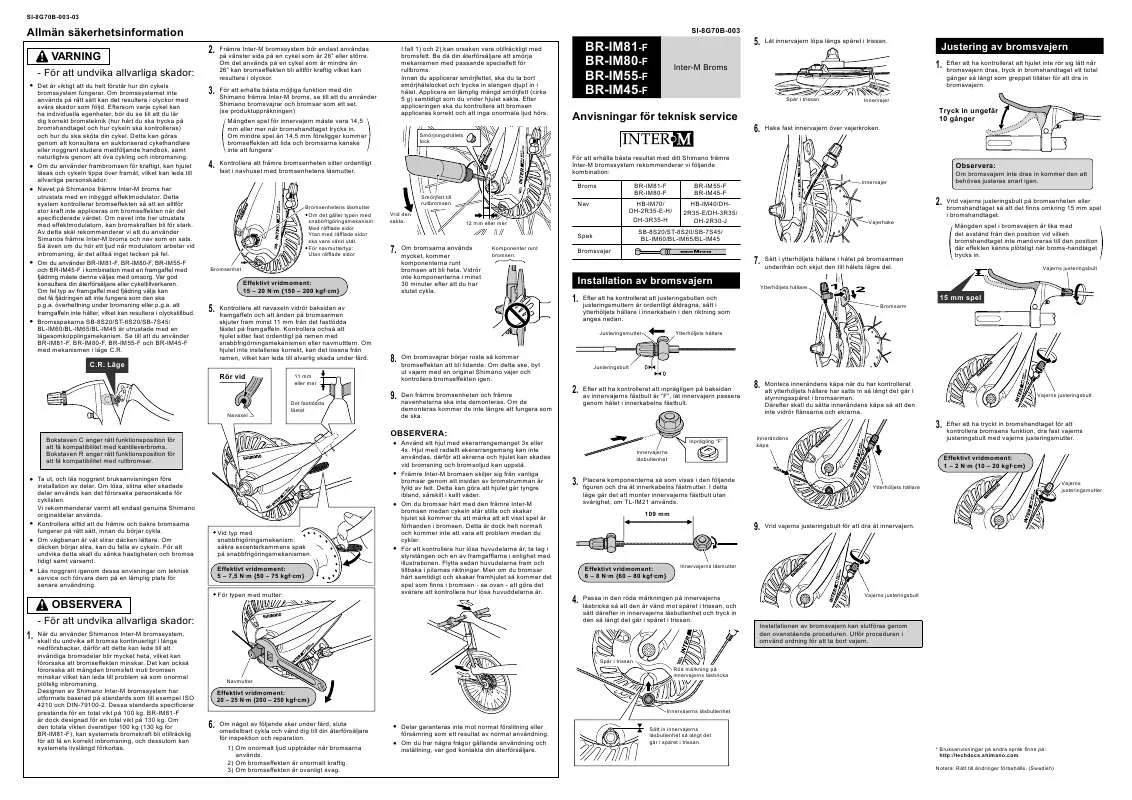 Mode d'emploi SHIMANO BR-IM80-F