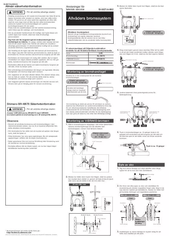 Mode d'emploi SHIMANO BR-MX70