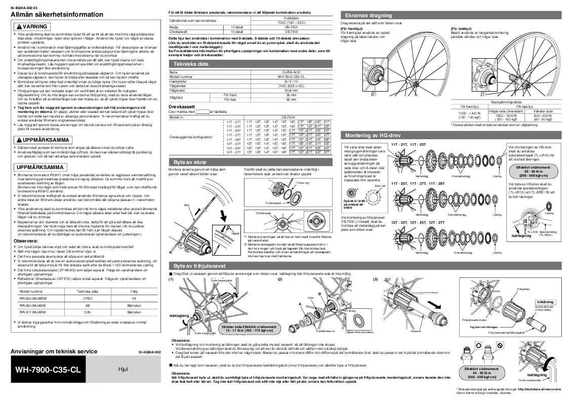 Mode d'emploi SHIMANO WH-7900-C35-CL