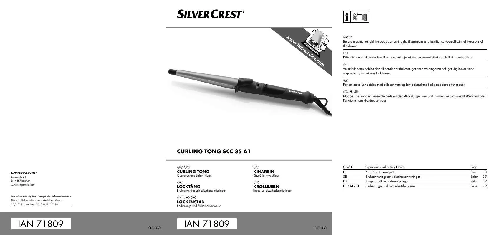 Mode d'emploi SILVERCREST SCC 35 A1