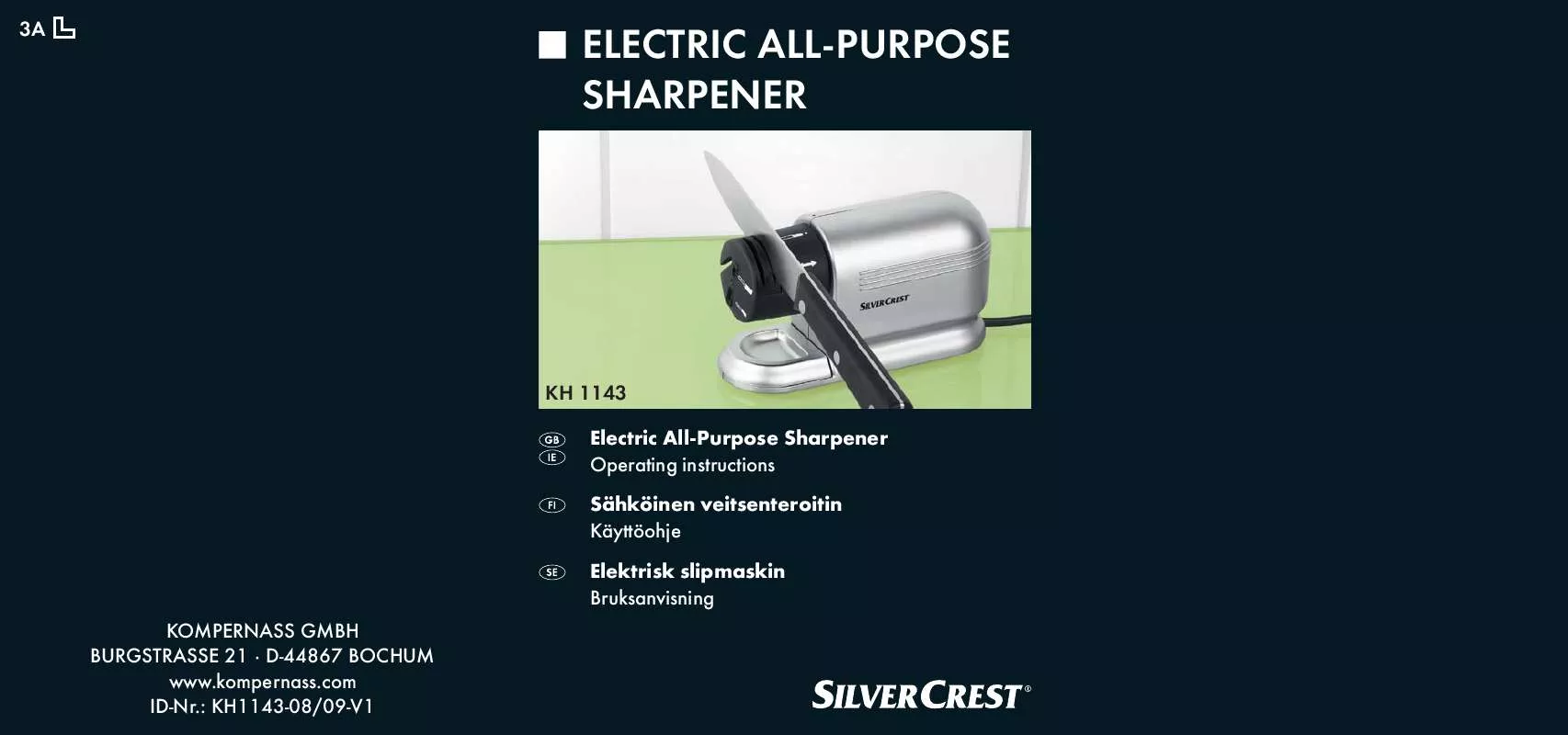 Mode d'emploi SILVERCREST KH 1143 ELECTRIC ALL-PURPOSE SHARPENER