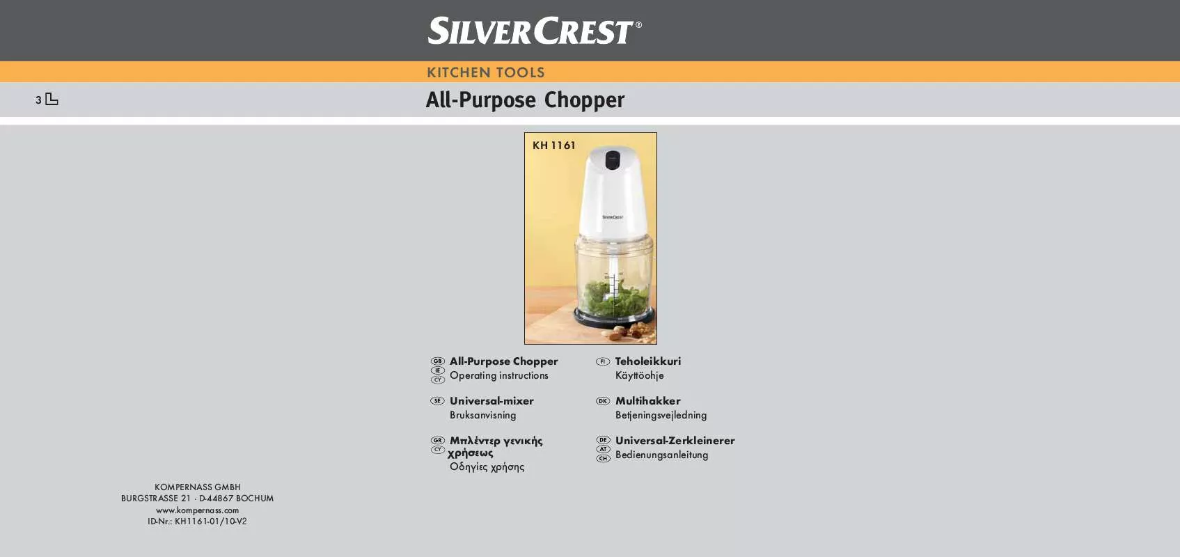 Mode d'emploi SILVERCREST KH 1161 ALL-PURPOSE CHOPPER