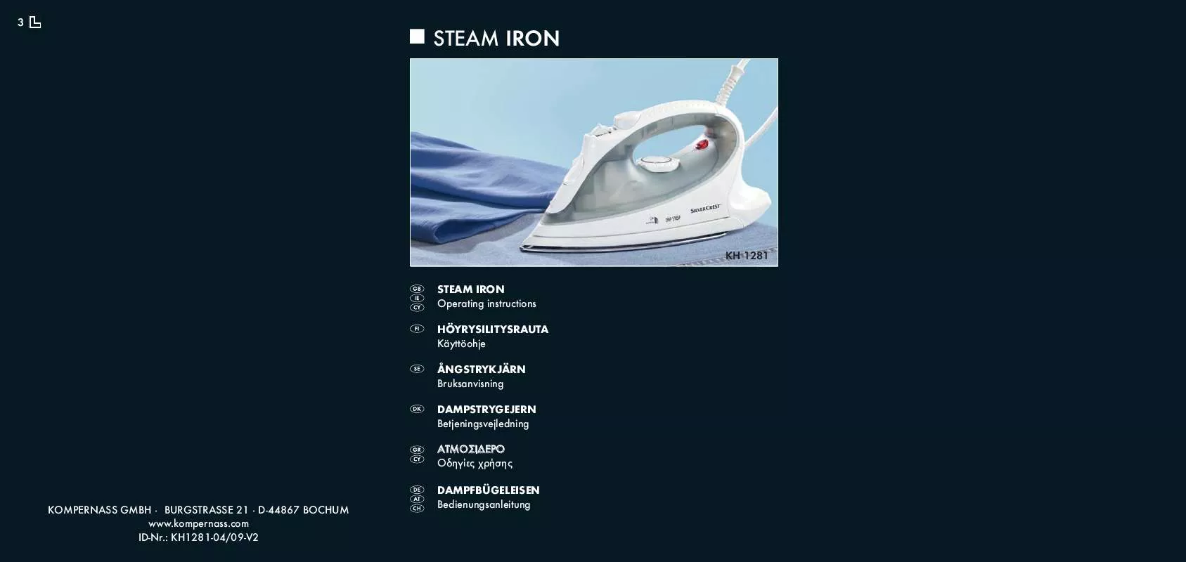 Mode d'emploi SILVERCREST KH 1281 STEAM IRON