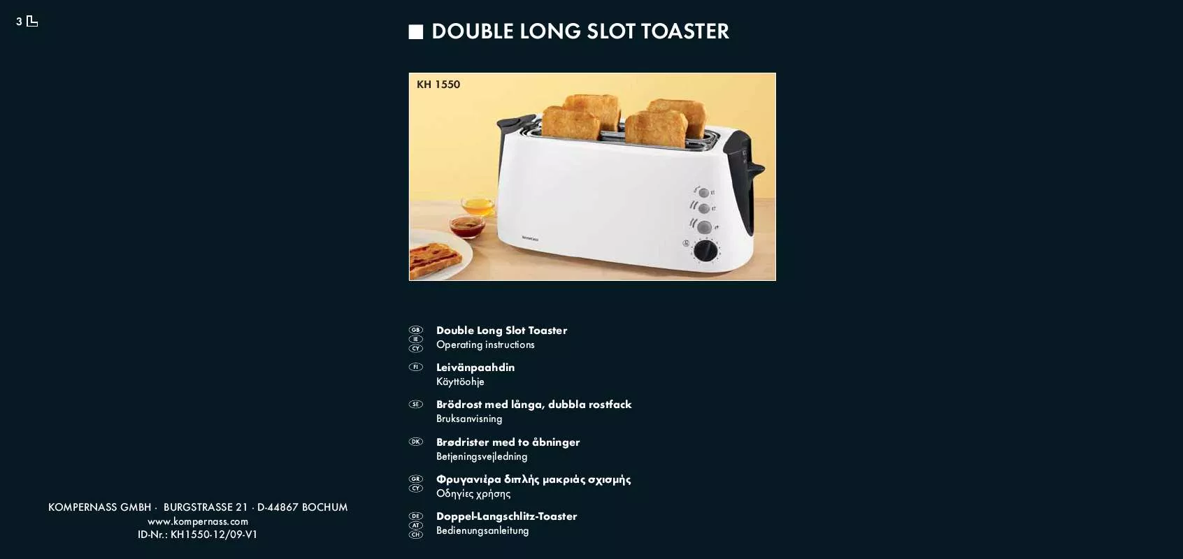 Mode d'emploi SILVERCREST KH 1550 DOUBLE LONG SLOT TOASTER