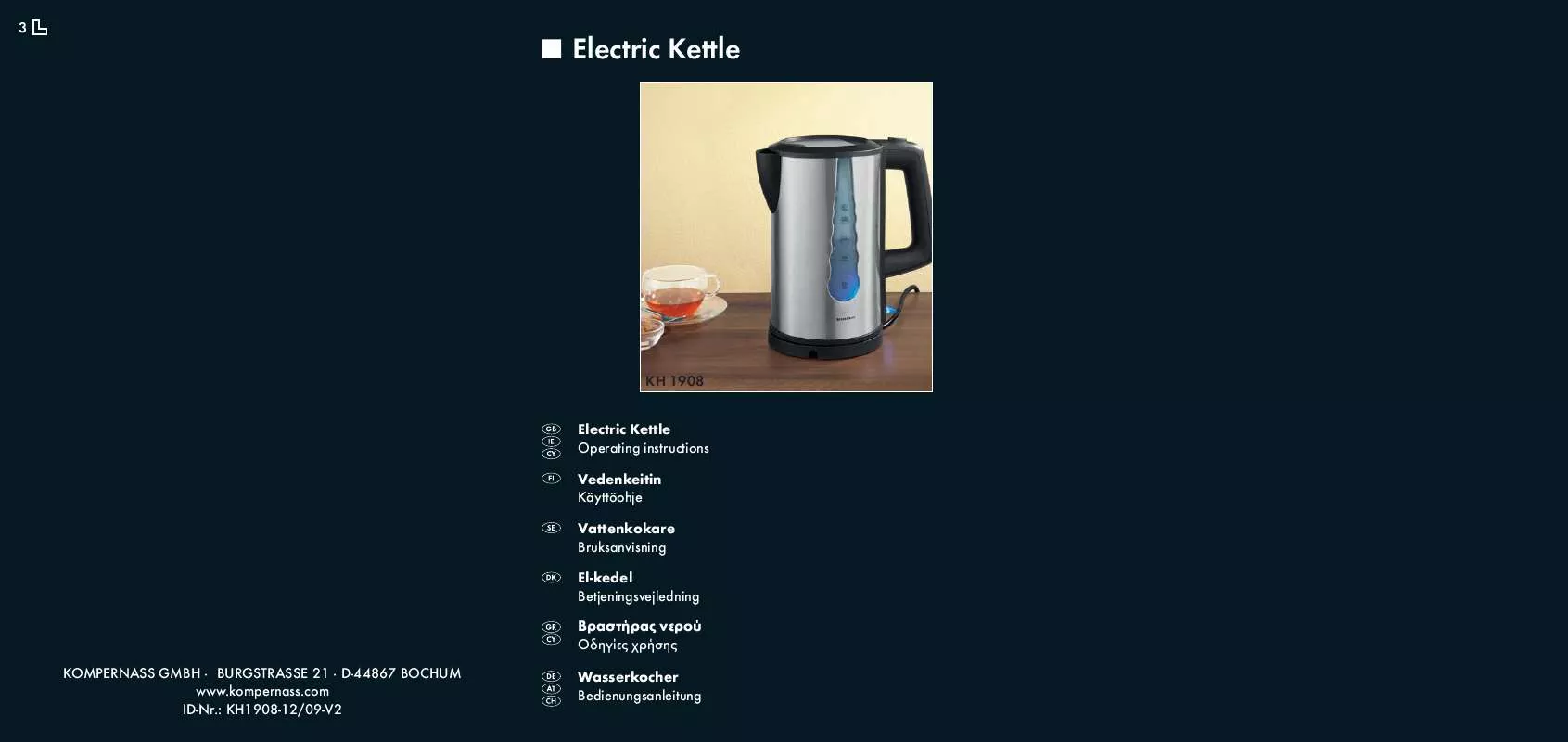 Mode d'emploi SILVERCREST KH 1908 ELECTRIC KETTLE