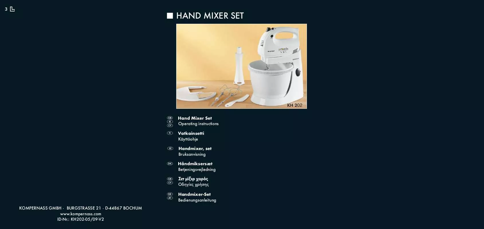 Mode d'emploi SILVERCREST KH 202 HAND MIXER SET