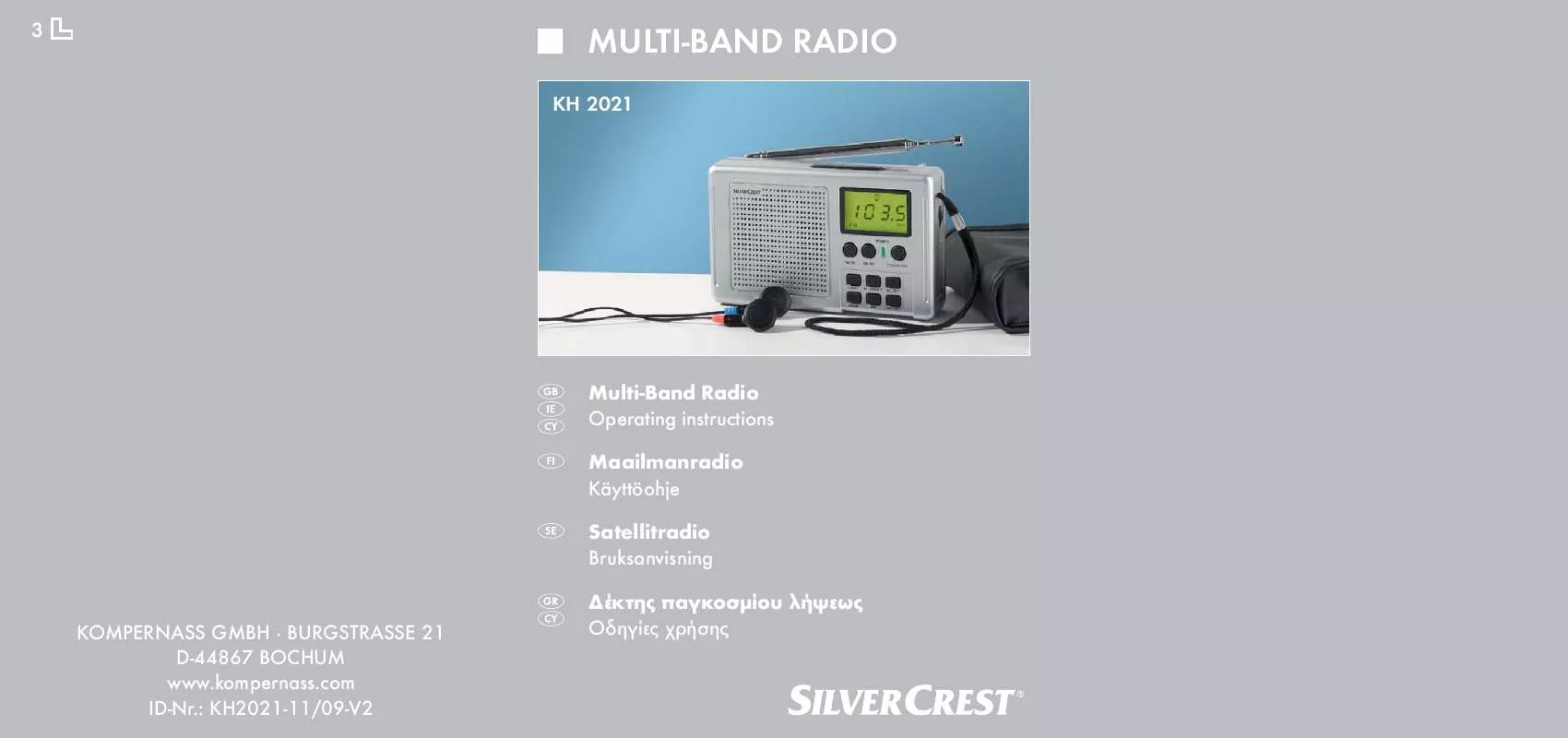 Mode d'emploi SILVERCREST KH 2021 MULTI-BAND RADIO