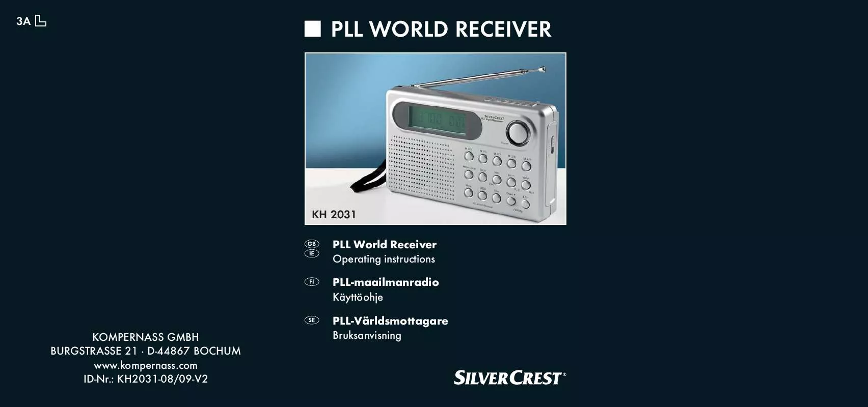 Mode d'emploi SILVERCREST KH 2031 PLL WORLD RECEIVER