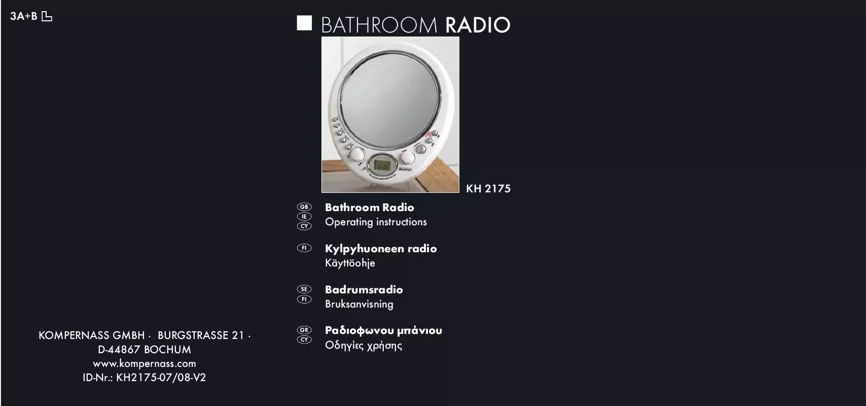 Mode d'emploi SILVERCREST KH 2175 BATHROOM RADIO