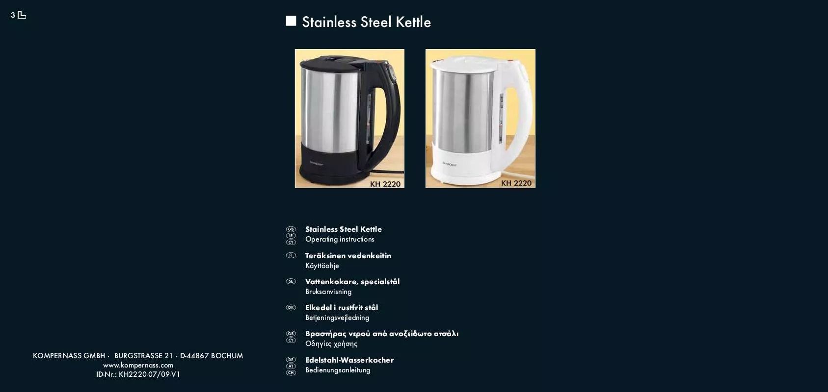 Mode d'emploi SILVERCREST KH 2220 STAINLESS STEEL KETTLE