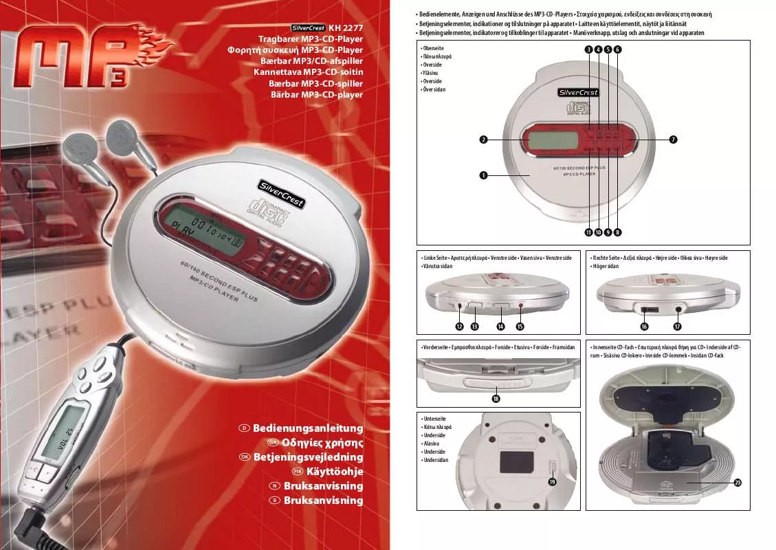 Mode d'emploi SILVERCREST KH 2277 PORTABLE MP3-CD PLAYER