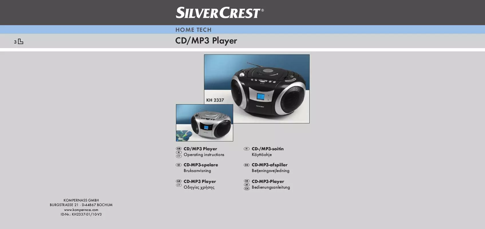 Mode d'emploi SILVERCREST KH 2337 CD/MP3 PLAYER