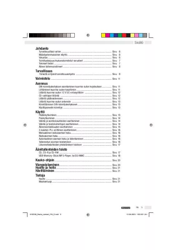 Mode d'emploi SILVERCREST KH 2390 MP3-CAR RADIO - RECORDER