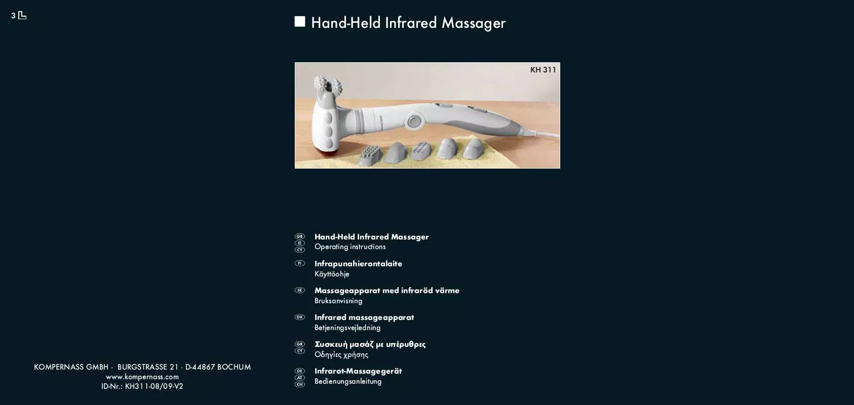 Mode d'emploi SILVERCREST KH 311 HAND-HELD INFRARED MASSAGER