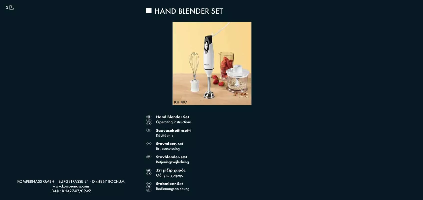 Mode d'emploi SILVERCREST KH 497 HAND BLENDER SET