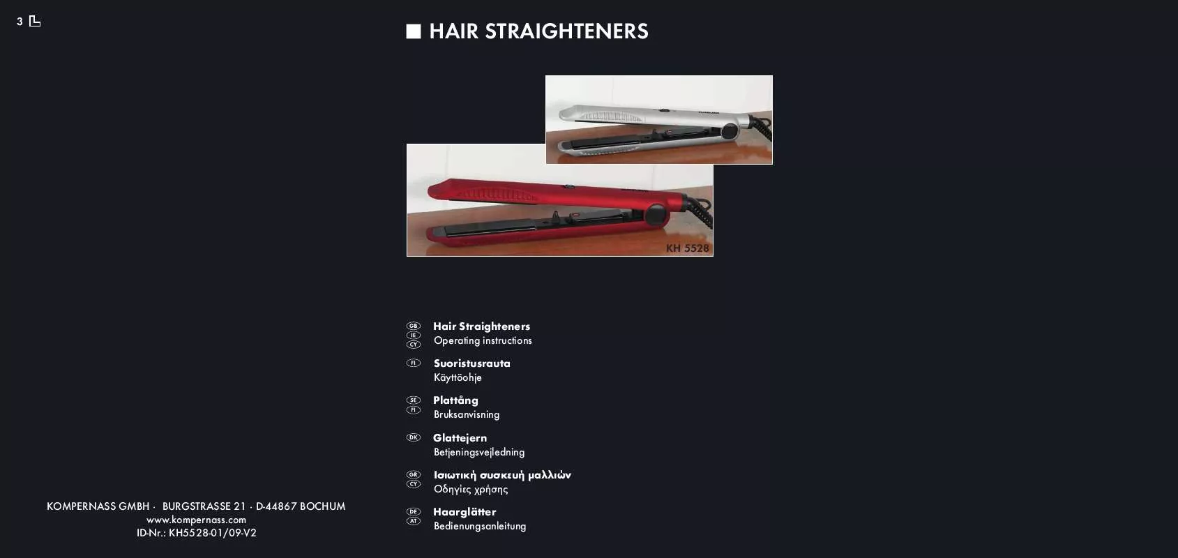 Mode d'emploi SILVERCREST KH 5528 HAIR STRAIGHTENERS