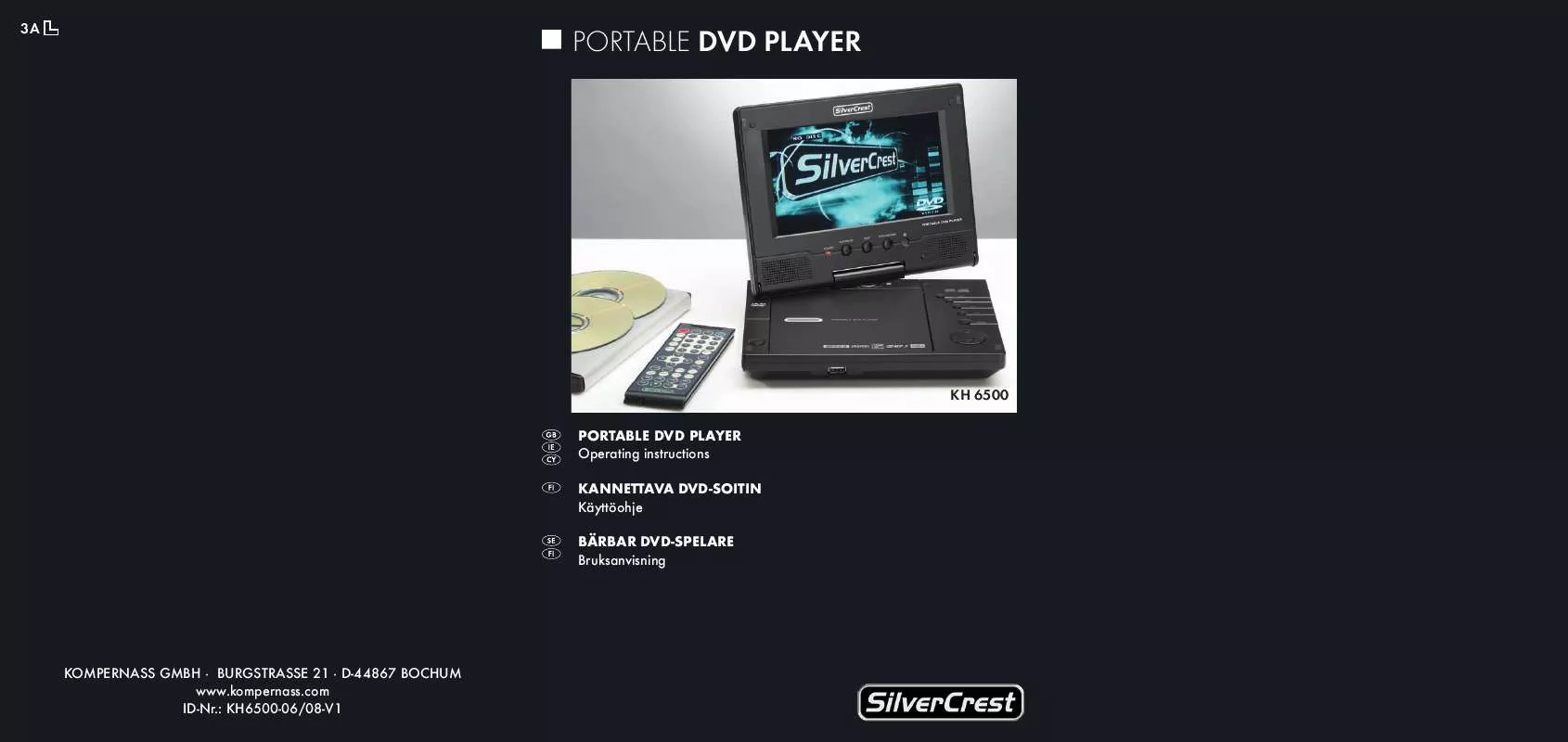 Mode d'emploi SILVERCREST KH 6500 MOBILE DVD-PLAYER