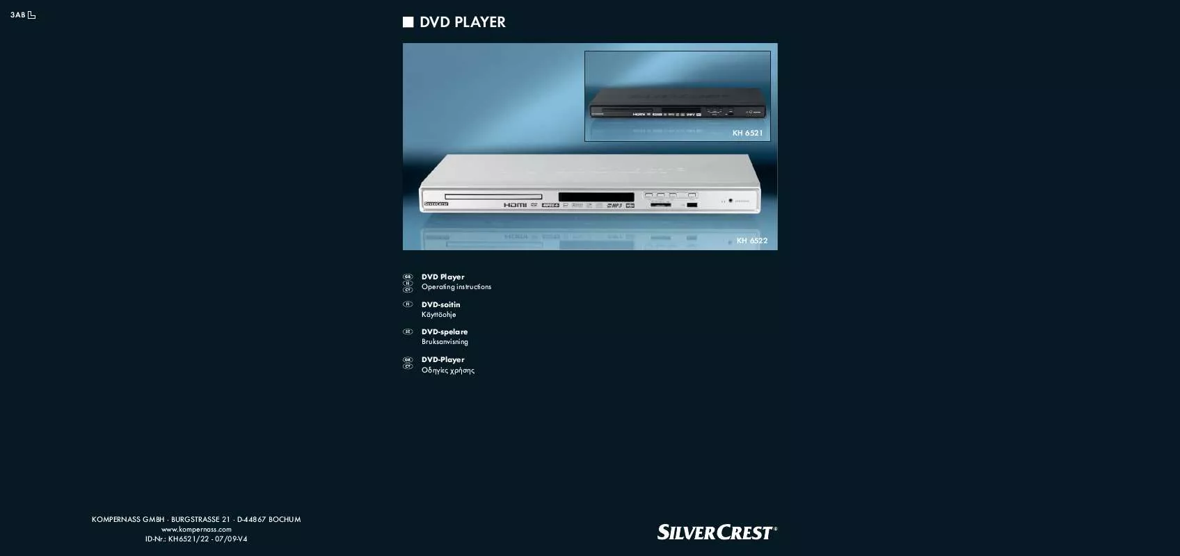 Mode d'emploi SILVERCREST KH 6522 DVD-PLAYER