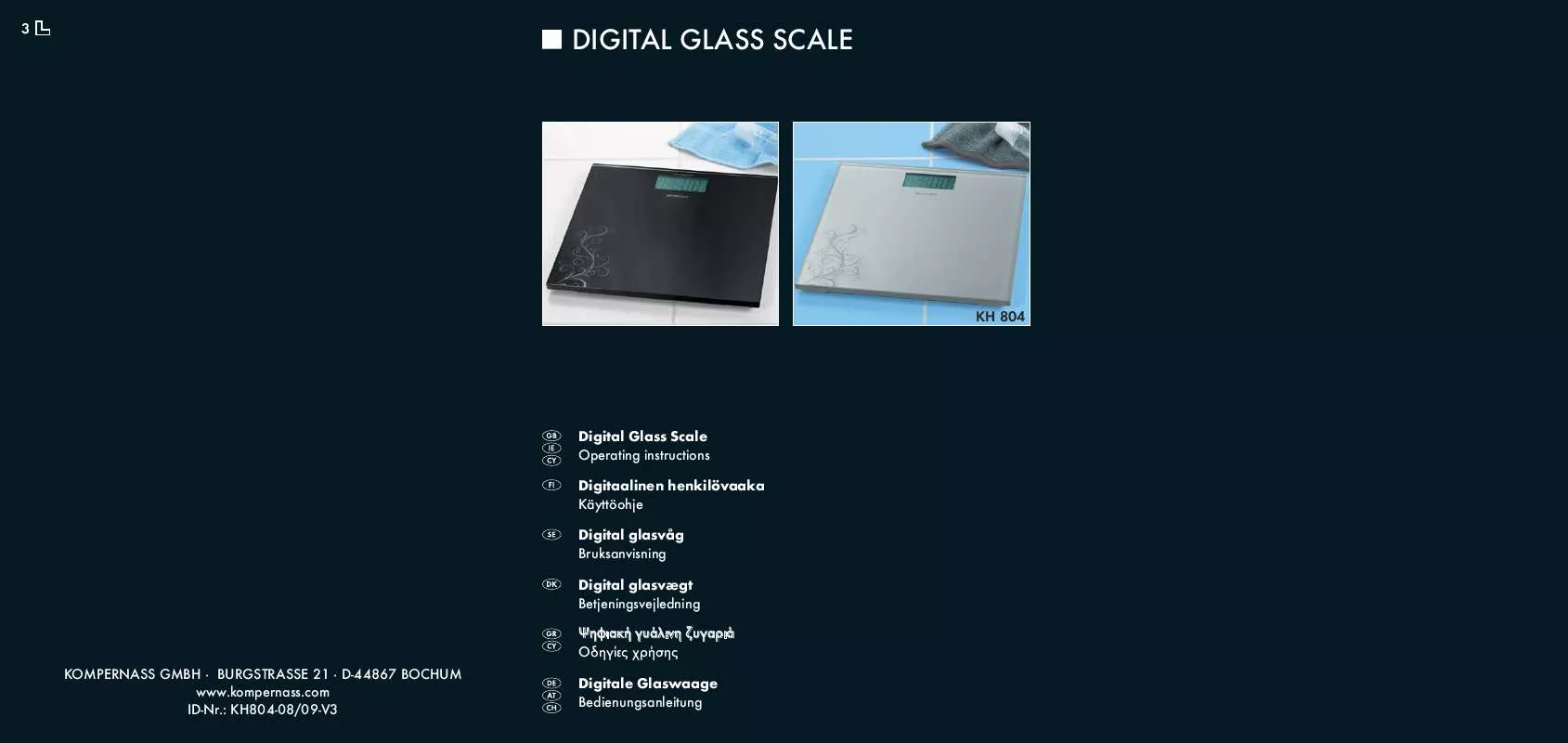 Mode d'emploi SILVERCREST KH 804 DIGITAL GLASS SCALE