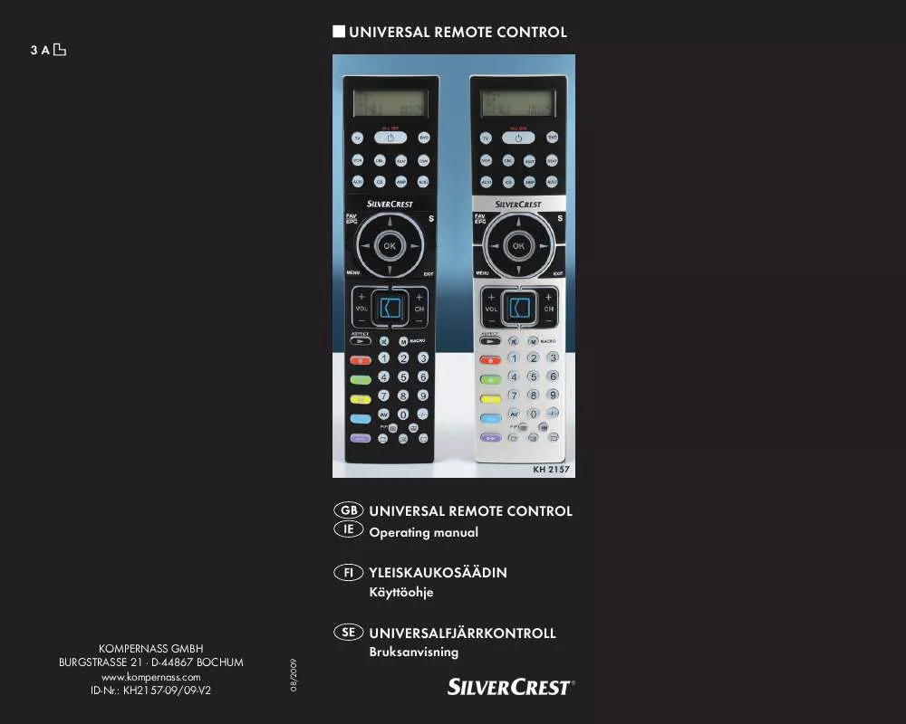 Mode d'emploi SILVERCREST KH 2157