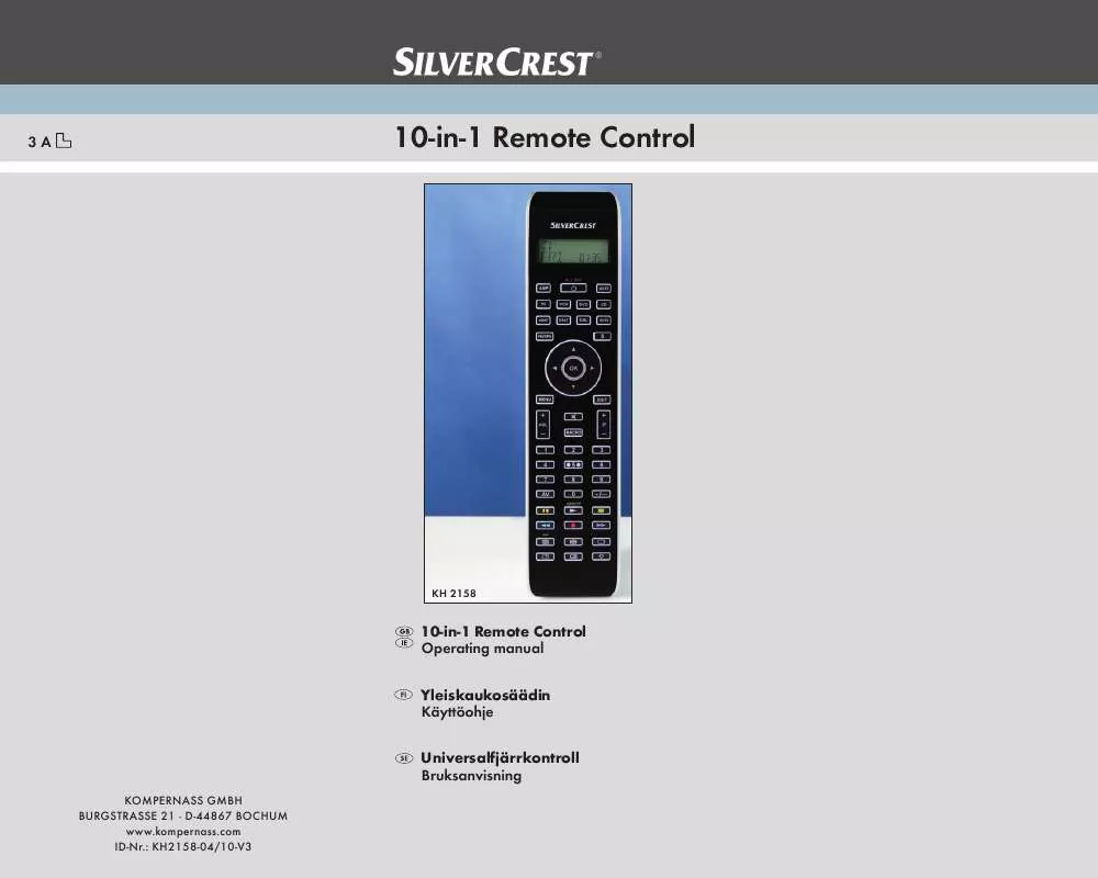 Mode d'emploi SILVERCREST KH 2158