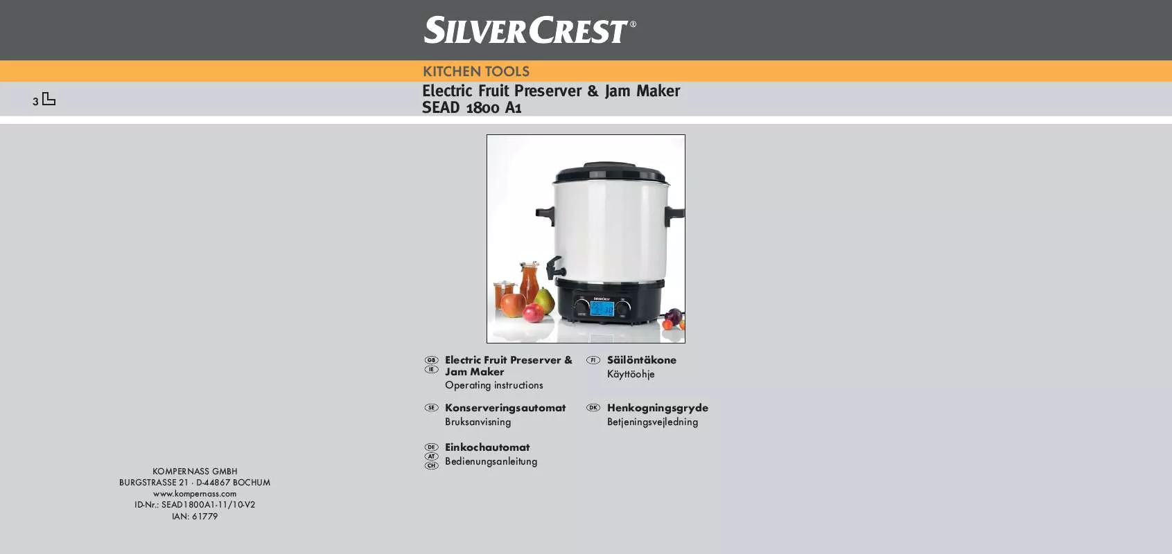 Mode d'emploi SILVERCREST SEAD 1800 A1